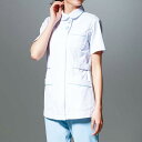 ストレッチ裏綿トリコット 配色ボタンジャケットナース服 白衣 ナースウェア 医療用 ナース 看護師 介護士 クリニック 歯科医 アンファミエ