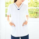 【28%OFF】バックラチネ前開きパイピングスクラブスクラブ 白衣 かわいい 前開き 医療 ナース服 医療用 レディース 女性 半袖 看護師 調理 ナース ラン...