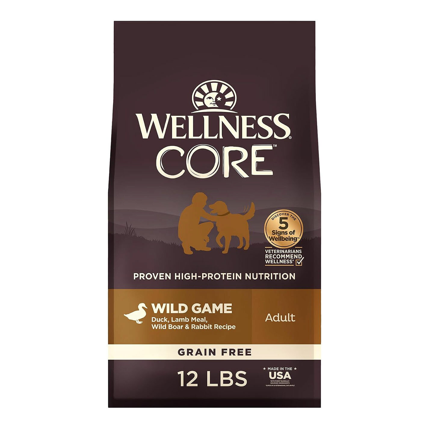 【賞味期限：2026.10.31】Wellness（ウェルネスコア）高たんぱく質グレインフリー 成犬用 ワイルドゲーム 大容量5.4kg ジビエ チキン ダック うさぎ イノシシ 総合栄養食