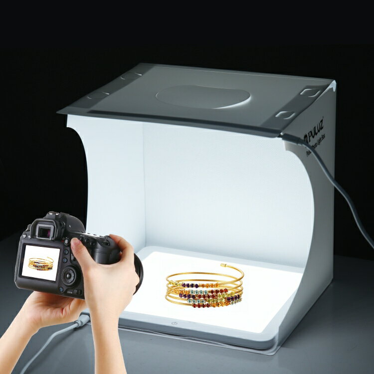 PULUZ 20cm LEDパネル 撮影ボックス用 フォトスタジオライト 写真撮影照明