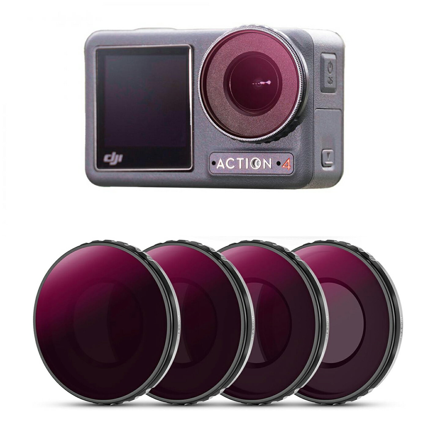 Rakuten - K&F Concept DJI Osmo Action 5Pro Action4専用フィルターキット ND8&PL+ND16&PL+ND32&PL+ND64&PL 1枚2役 減光量調整 反射除去 AGC光学ガラス 28層ナノコーティング 防水防汚