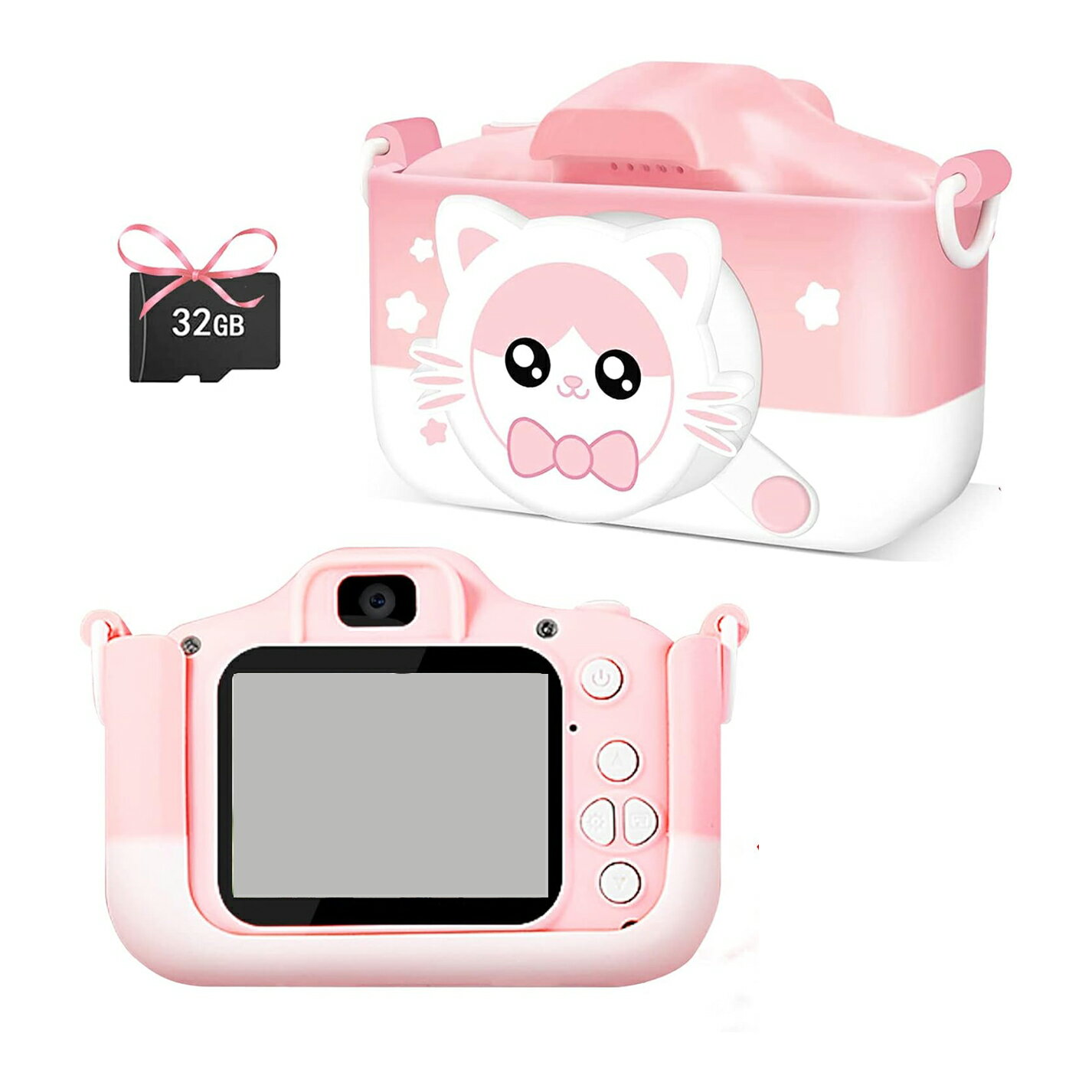 キッズカメラ子 デジタルカメラ 動画カメラ 2.0インチIPS 画面 超 8倍ズーム タイマー撮影 32GBメモリーカード付き 5-10 歳 女の子 誕生日プレゼント