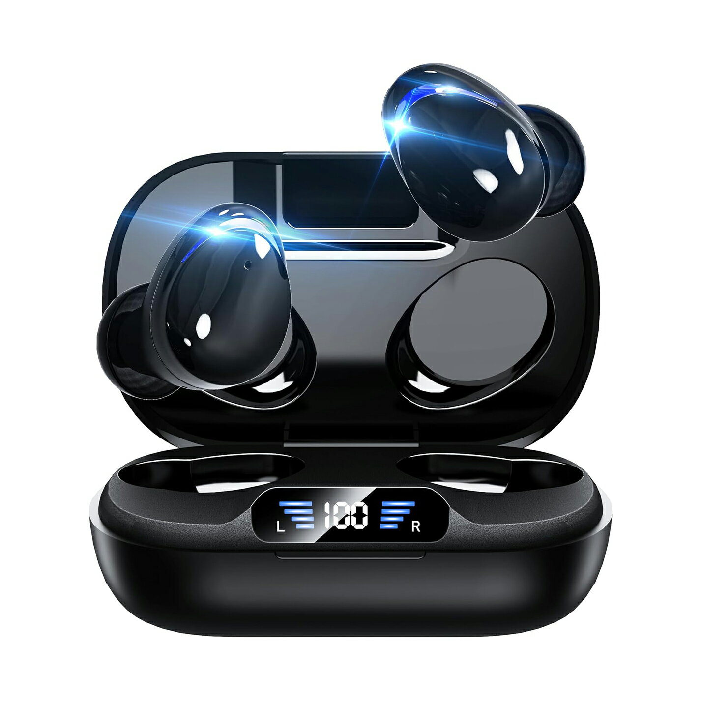 SolarNova ワイヤレスイヤホン Hi-Fi音質 長時間連続再生 ENCノイズキャンセリング Type-C急速充電 IPX7防水 Siri対応 完全ぶるーとぅーす タッチコントロール 片耳/両耳 左右分離型 小型/軽量/通学/スポーツ