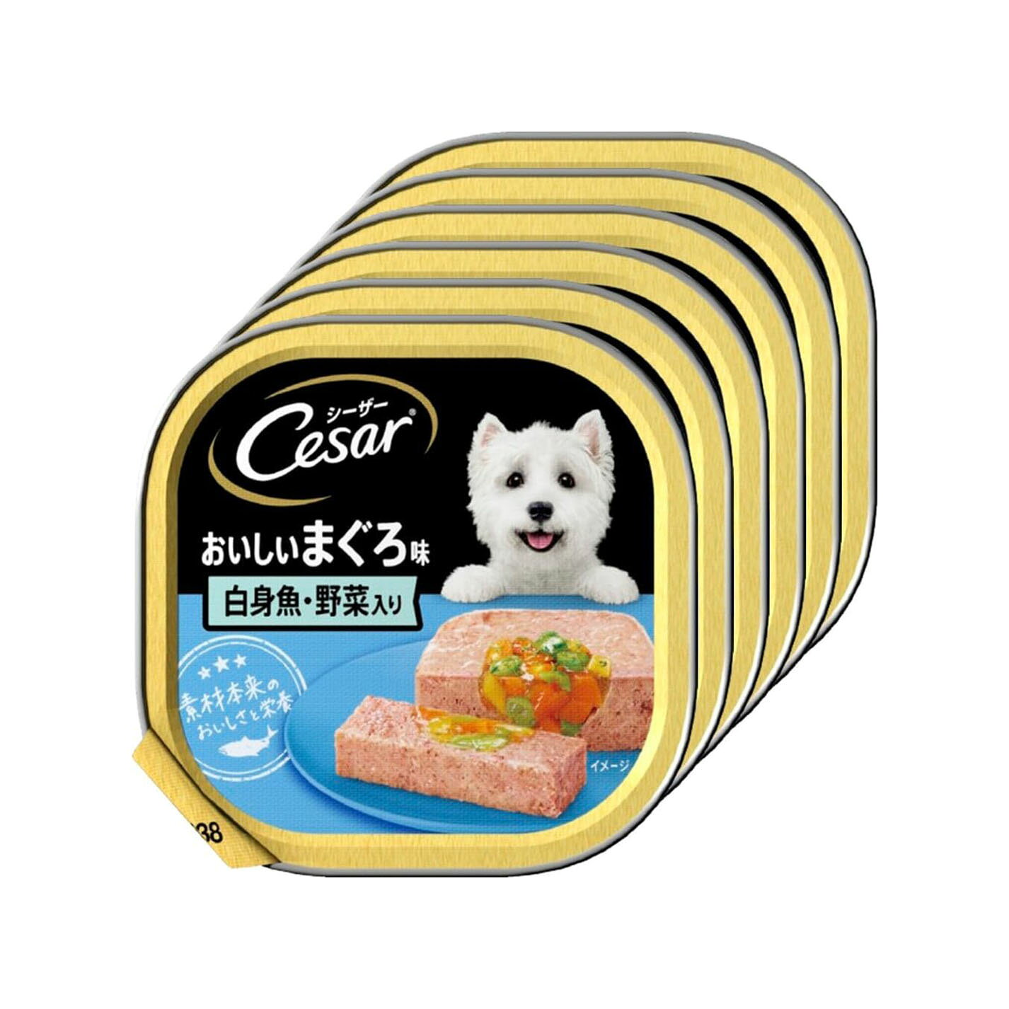 【わけあり】シーザー 成犬用 おいしいまぐろ 白身魚・野菜入り 100g×6個