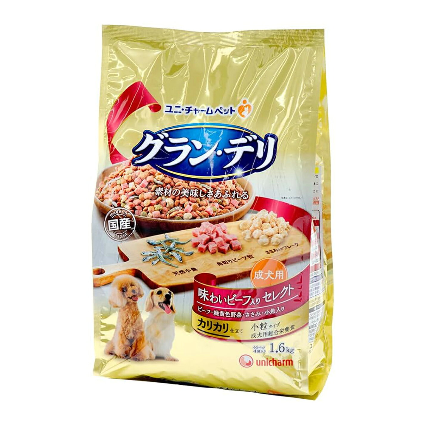 【訳あり】ユニ・チャーム グラン・デリ カリカリ 味わいビーフ入りセレクト 1.6kg
