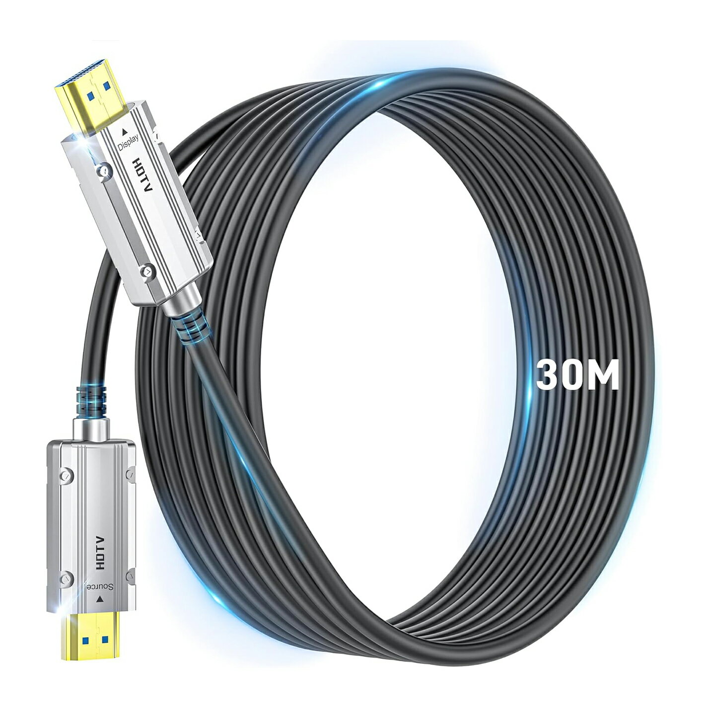 Rakuten - 【訳あり】8K 光ファイバー HDMI 2.1ケーブル 30M HDMI ケーブル 48Gbps 超高速伝送 信号無損失 長距離配線 8K@60Hz/4K@120Hz 7680*4320の下位互換性 Dynamic HDR HDCP 2.2 & 2.3 eARC PS5 Xbox Series X PC TV用(30m)