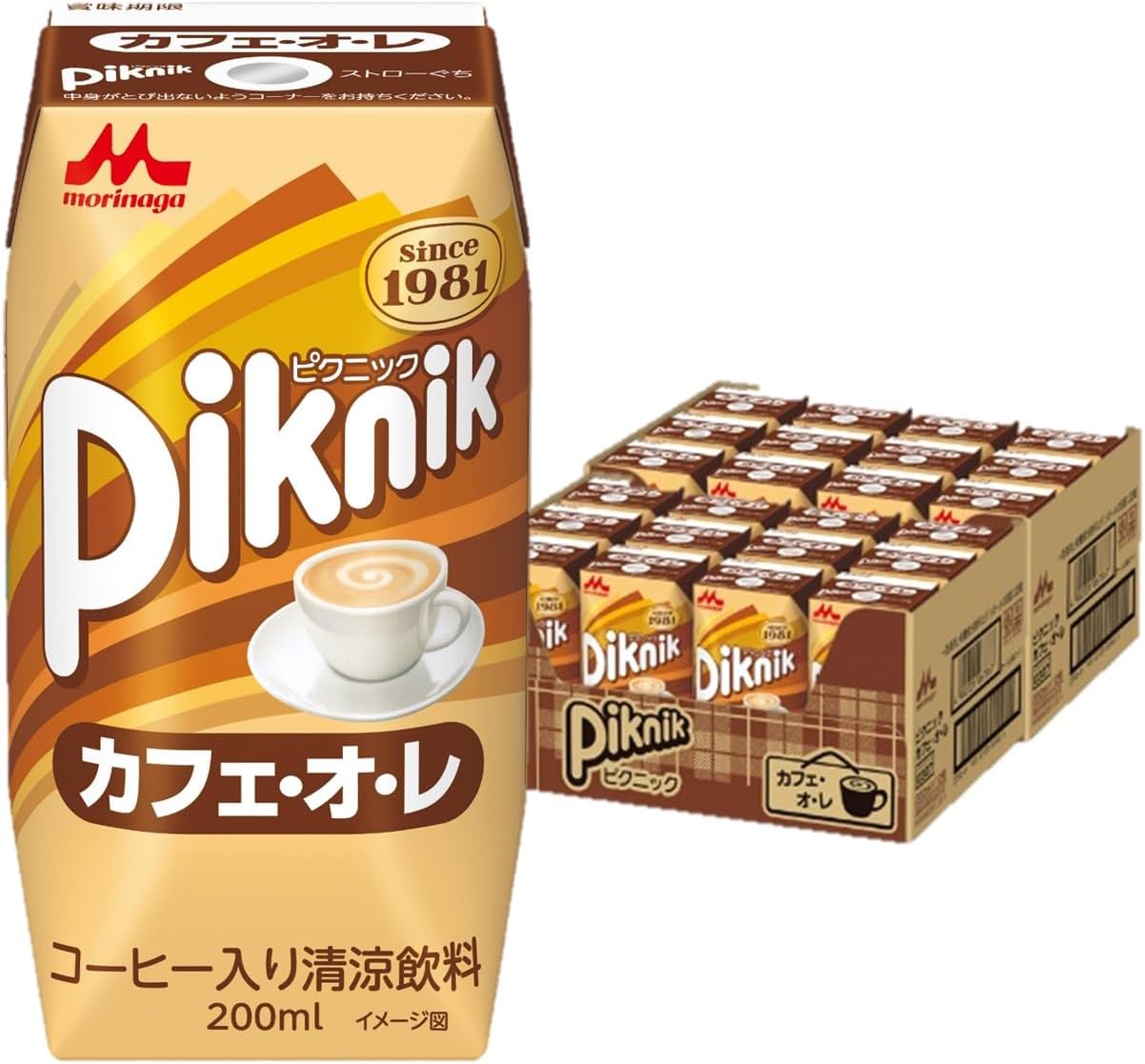 送料無料【訳アリ】森永乳業 ピクニック カフェ・オ・レ 200ml [紙パック 飲料 ドリンク 飲み物 常温保存]×24本のサムネイル