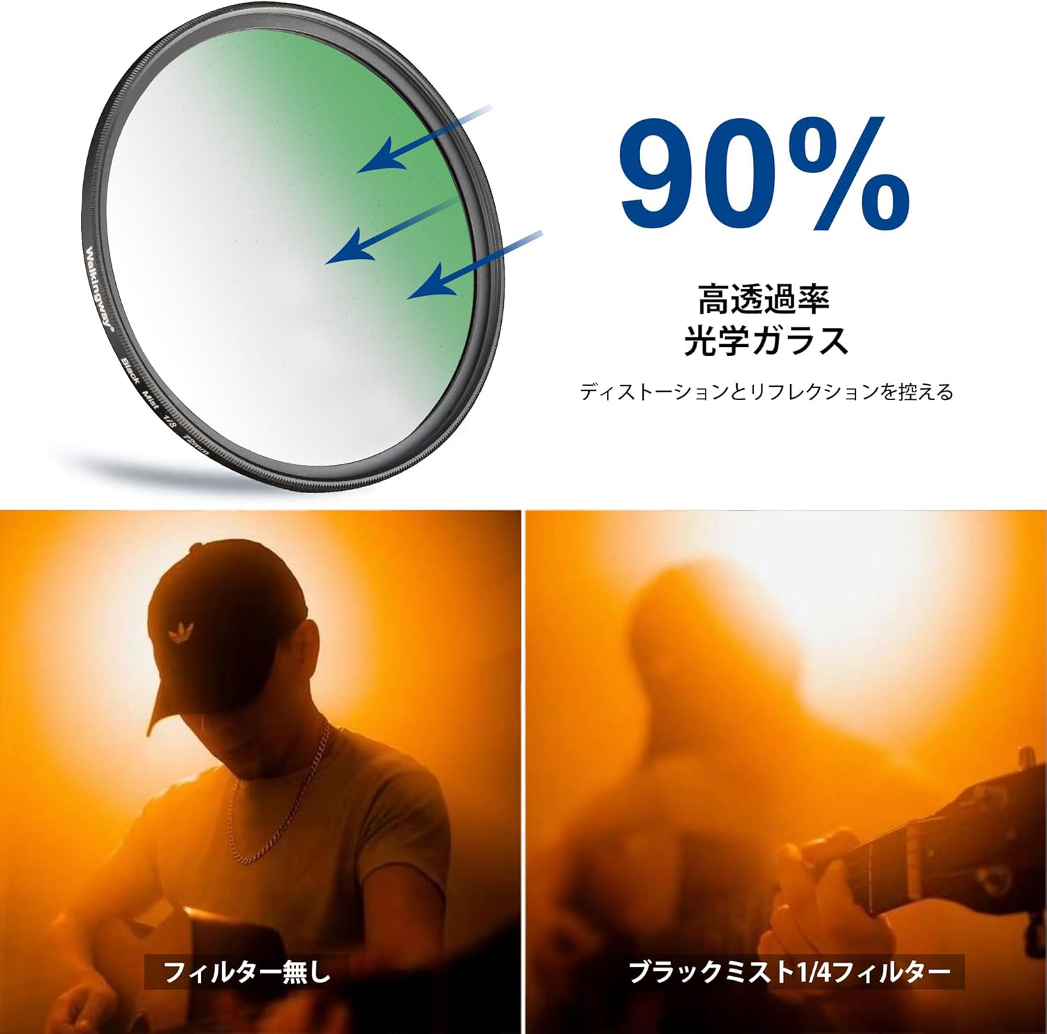 Walking Way 49mm ブラックミスト1/4フィルター ソフト効果 1/4 コントラスト調整...
