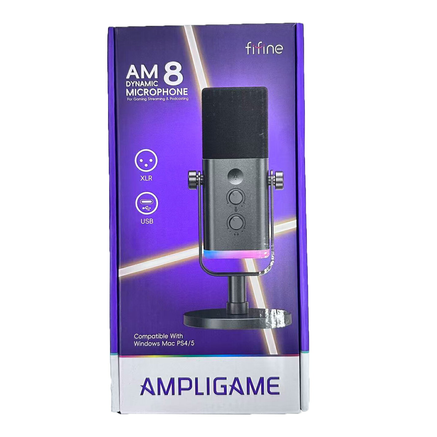 FIFINE AmpliGame AM8W RGBコンデンサーマイク セット FIFINE ゲーミングマイク AmpliGame A8 USB コンデンサーマイク