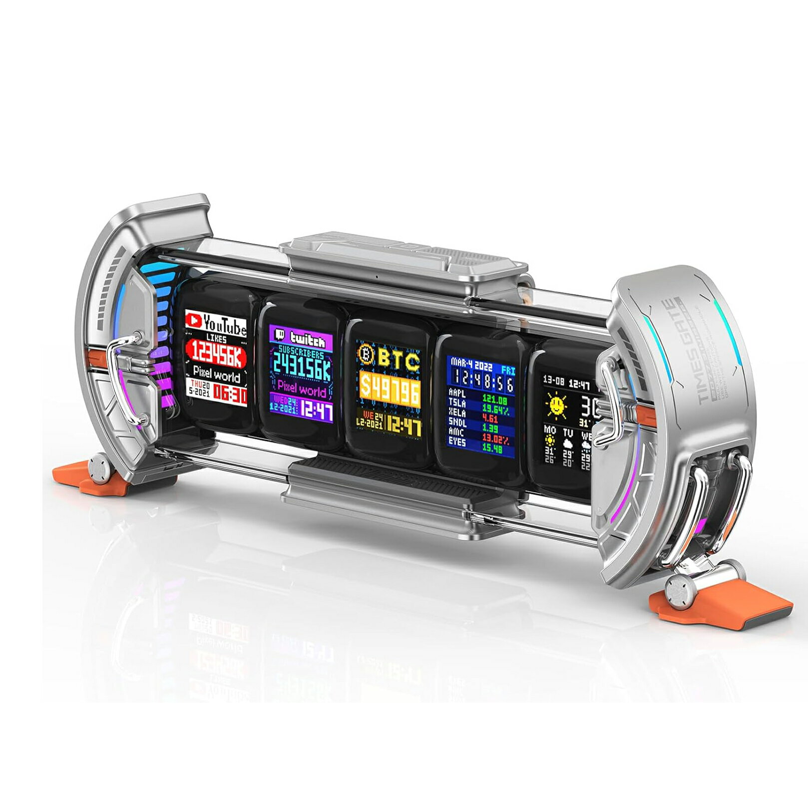 Divoom Times Gate 5Wayデジクロック RGBライト チタンシルバー