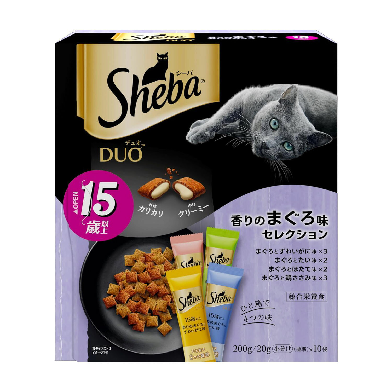 【賞味期限近い：2026.11.26】シーバ デュオ 15歳以上 香りのまぐろ味セレクション 200g×12箱 ドライフード おやつ カリカリ 総