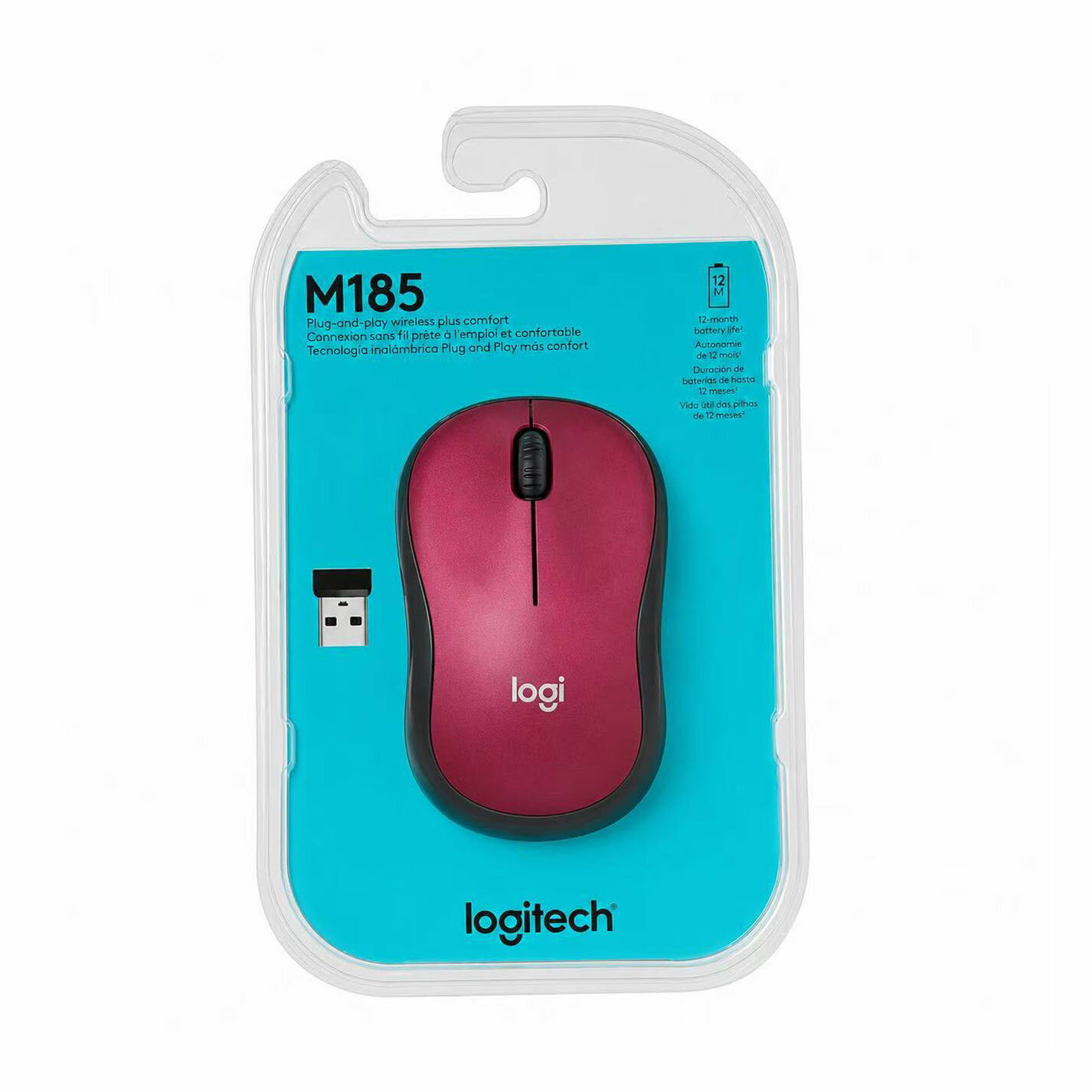 乐天商城 - 【訳あり】Logitech M185 ワイヤレス光学マウス 2.4GHz レッド (910-003635)