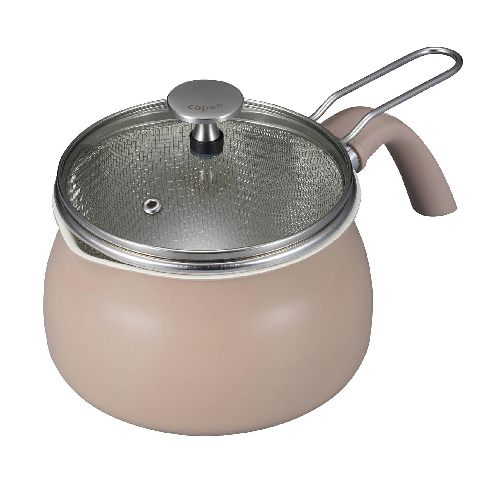 シービージャパン 多用途鍋 IH対応 ベージュ [専用ザル ガラス蓋付き] 内面セラミック塗装加工 ザル付き1.8L copan