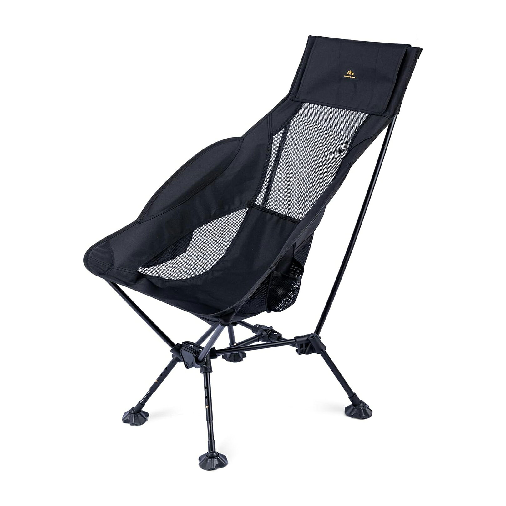 Rakuten - iClimb（アィクライム）キャンプ軽量折りたたみチェア ビーチチェア 収納袋付き （L-Mesh Black）