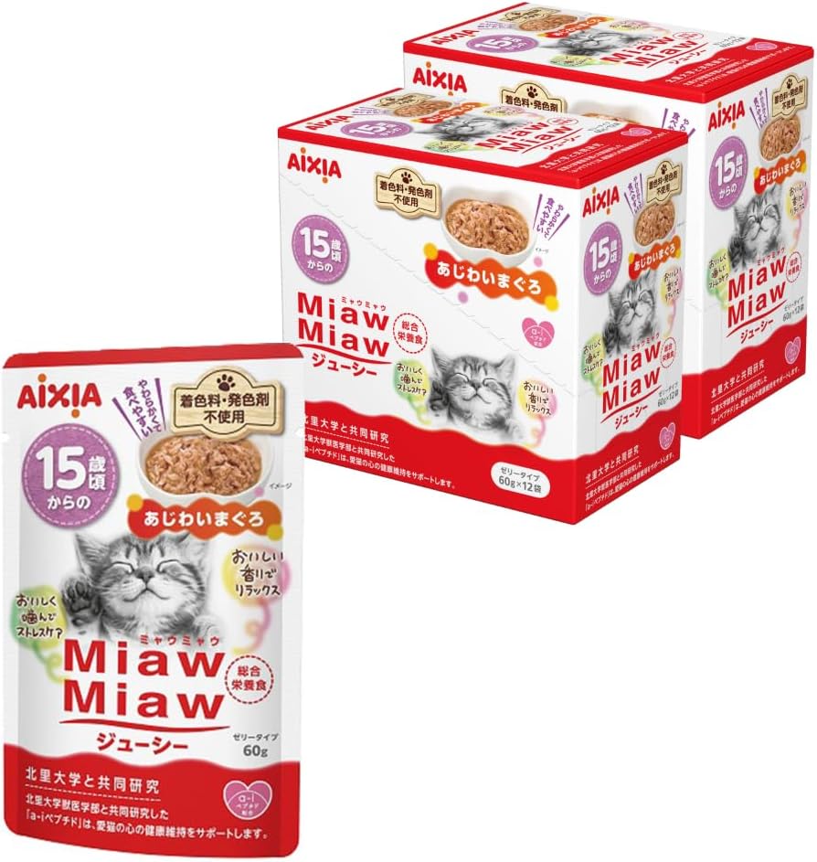 【訳あり】ミャウミャウ (MiawMiaw) ジューシー 15歳頃からのあじわいまぐろ 60g×24個セット