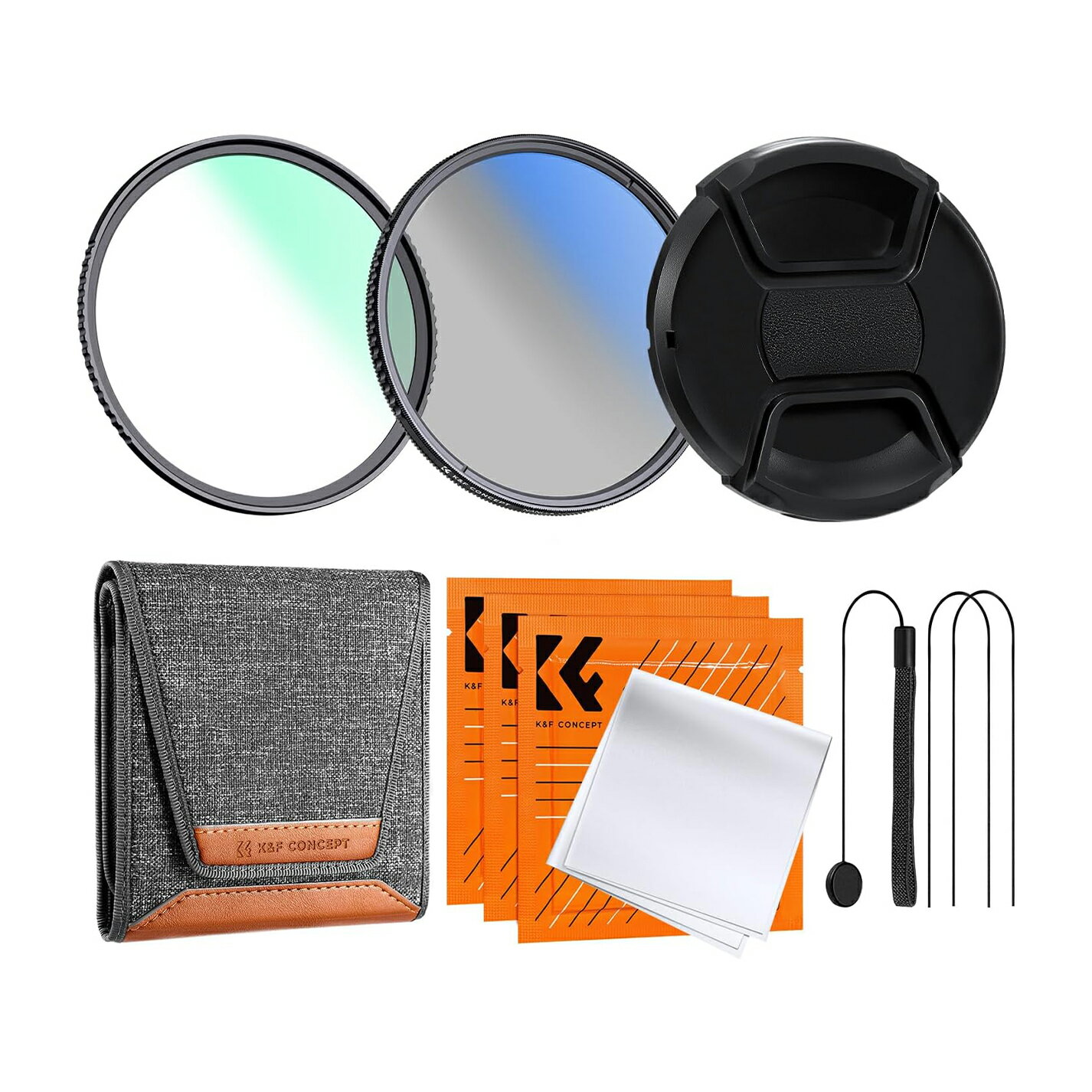 K&F CONCEPT 49mm レンズフィルターセット PL偏光フィルター+UV保護フィルター+レンズキャップ+クリーニングクロス＋フィルターケース 光学ガラス 18層ナノコーティング（NANO-Kシリーズ）