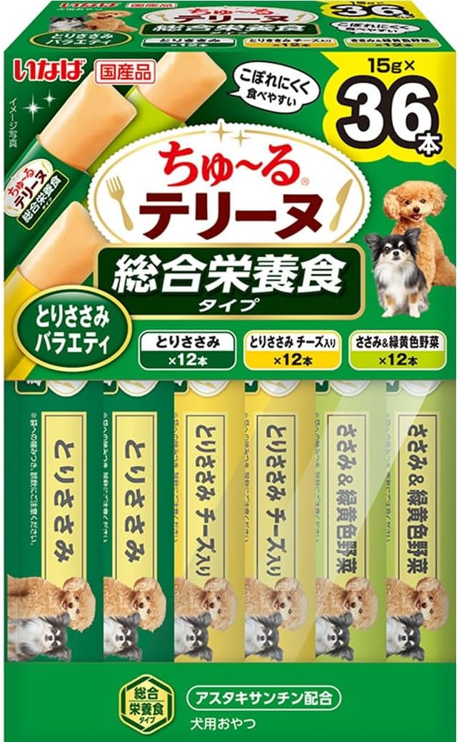 乐天商城 - 【訳あり】いなば ちゅ~るテリーヌ 総合栄養食タイプ とりささみバラエティ 15g×36本