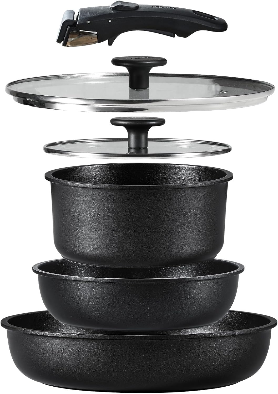 【【キャットフード】CAROTE カローテ フライパン 鍋 セット IH&ガス火対応 6点 黒 ブラック