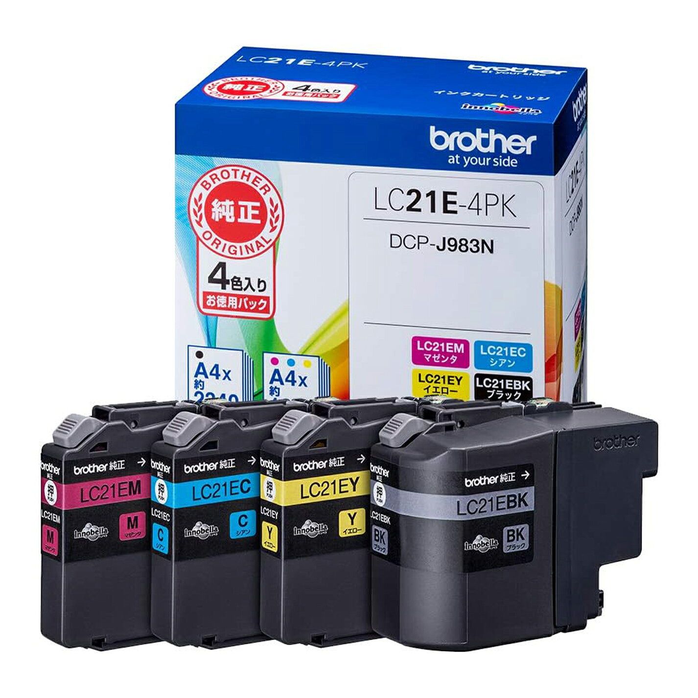 ���������brother�������󥯥����ȥ�å�4���ѥå� LC21E-4PK �б�����:DCP-J983N