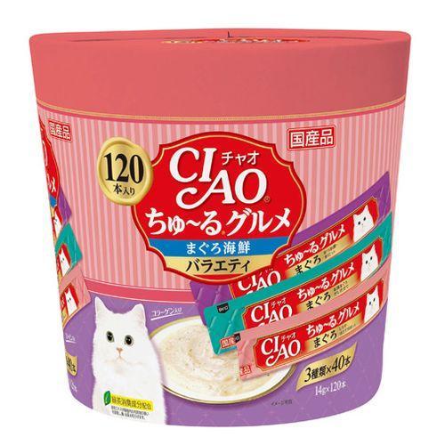 CIAO Churu Gourmet Tuna Seafood Variety 3 Flavors (14g x 120 Sticks)
