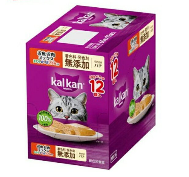Kalkan Adult Cat Wet Food Pouch, Soft Pate, Tuna, Bonito & Chicken Fillet, No Artificial Colors (60g x 12) (Discounted)