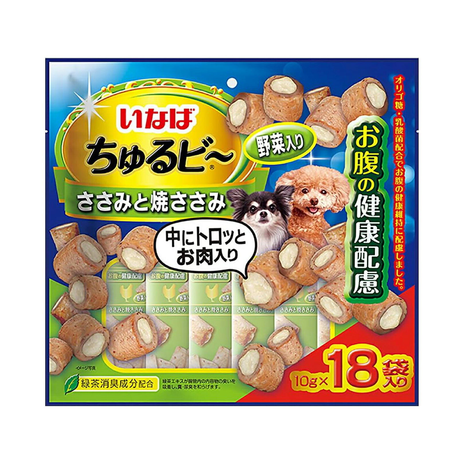 樂天商城 - 【訳あり】いなば ちゅるビ~ ささみと焼ささみ 野菜入り お腹の健康配慮 18袋 犬用おやつ