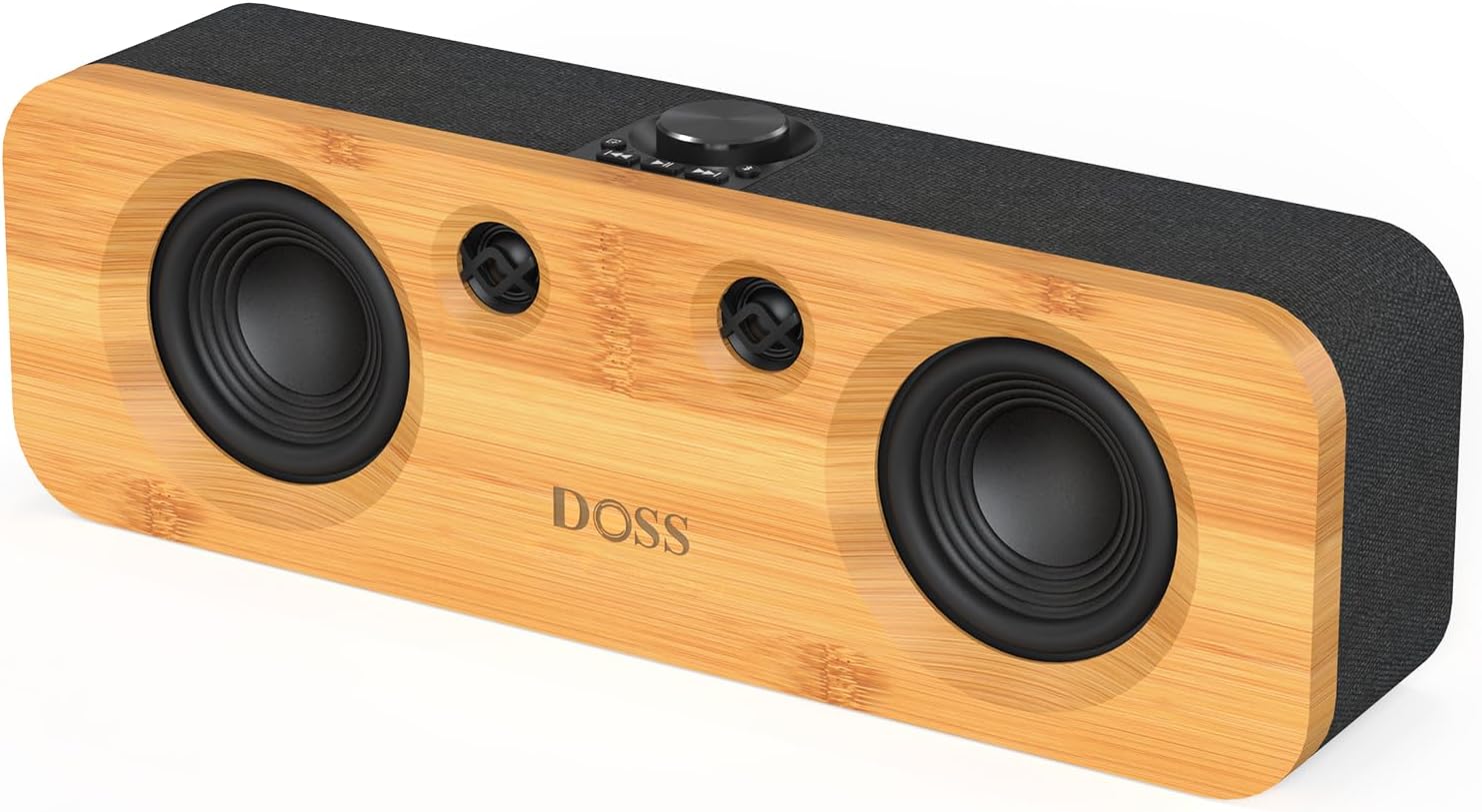 DOSS SoundBox H200 Bluetooth スピーカー 竹製 50Wパワフルなサウンド 35時間再生 ワイヤレスステレオペアリング 大音量 ポータブルスピーカー デュアルDSPテクノロジー 重低音 同軸デジタル/TFカード/USBメモリ/AUX対応 2.1ch USB-C充電（ブラック）
