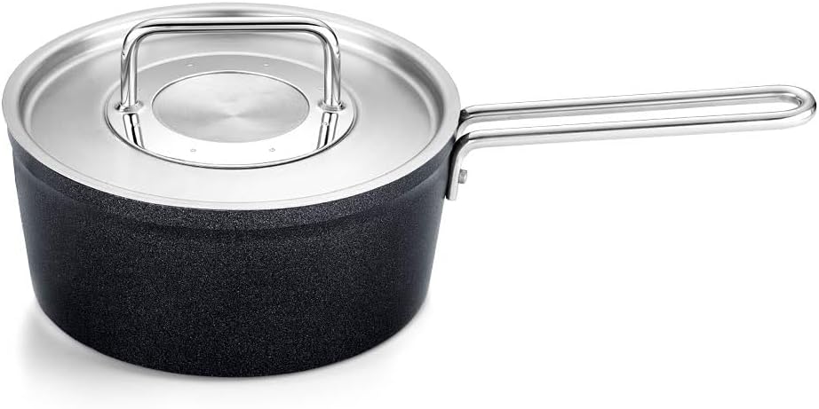 フィスラー (Fissler) 片手鍋 18cm アダマント ソースパン ステンレスフタ付き ガス火/IH対応 ノンスティックコーティング ドイツ製 ブラック