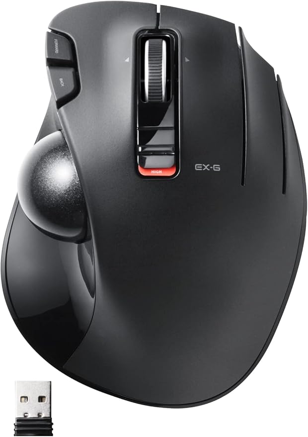 エレコム ワイヤレス トラックボールマウス EX-G 握りの極み 6ボタン チルトホイール（左右スクロール） ブラック M-XT3DRBK 4953103473683 B016QCPNUW