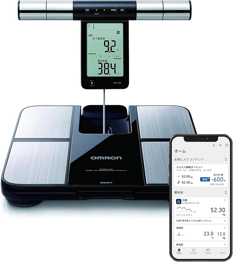 オムロン 体重 体組成計 カラダスキャン ブラック KRD-703T スマホ連動 データ自動転送 全身測定方式 部位別測定 BMI 骨格筋率 体脂肪率 OMRO...