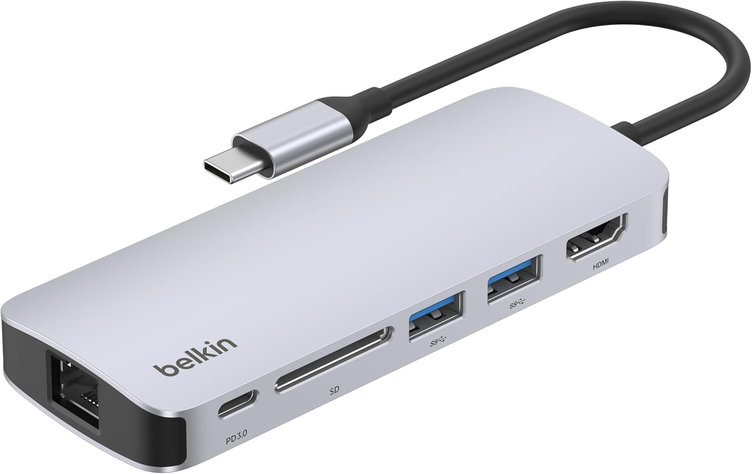 Belkin Connect USB-C イーサネット ハブ 6-in-1 DDR200対応 メモリカード2倍速 4K@60Hz 100W PD充電対応 5G高速データ転送 HDMIポート USB C 3.2 & USB-A 3.2 SDカード スレッド搭載 B0DTJT2GJ8 745883908127