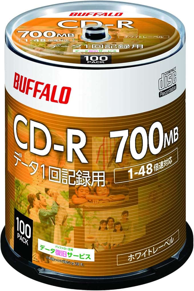 ۥХåե ǡ CD-R 1Ͽ 700MB 100 ԥɥ 1-48® ۥ磻ȥ졼٥ RO-CR07D-100PW/N
