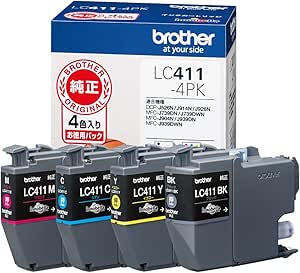 【訳あり】【ブラザー純正】 ブラザー工業(Brother Industries) インクカートリッジ4色パック(エコパッケージ) LC411-4PK-E 対応型番:DCP-J926N、MFC-J904N、MFC-J739DN、MFC-J939DN 他 4977766820370 b09lv978my