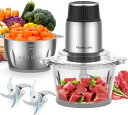 MOOKA LIFE フードプロセッサー 小型【2L大容量 & 2種類ボウル】1台5役(刻む・混ぜる・ミンチ・ペースト・すり身) 500Wハイパワー 2段階スピード 4枚刃 フードチョッパー みじん切り 離乳食 水洗い可能WG-310 X00176Y3QN