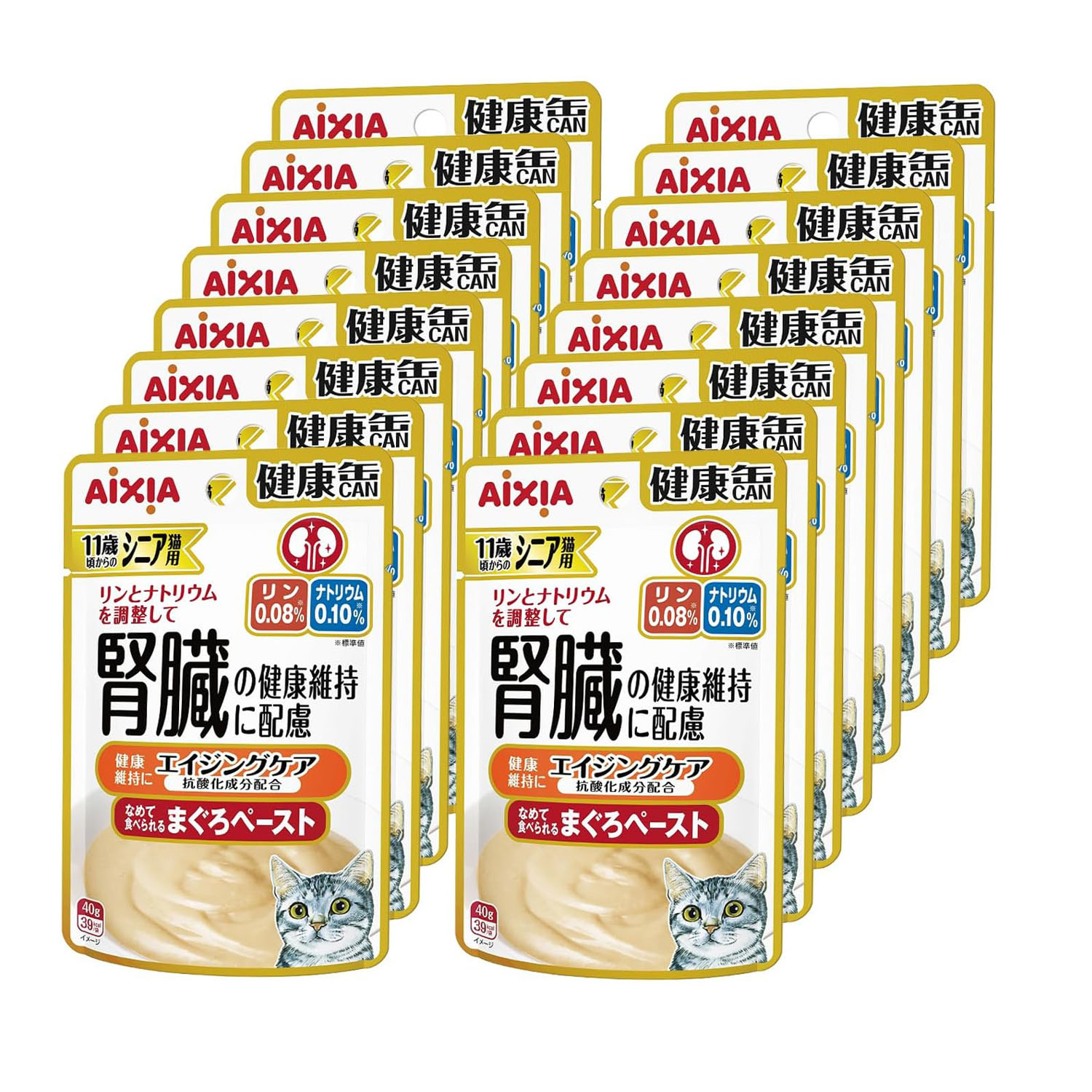 【訳あり】健康缶 パウチ シニア猫用 エイジングケア 640g(40g×16個入)