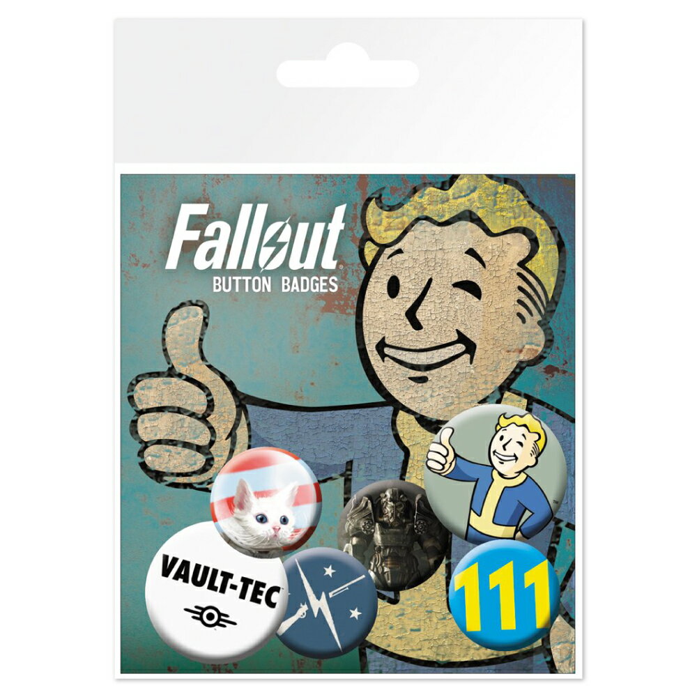 Falloutの可愛いアイコンバッジが登場！代表的なキャラクターやロゴを印字されている ボリュームたっぷりのバッジとなっています。 デザインは6種類 ・Vault Boy ・VAULT-TEC社 ロゴ ・Mr.ぺブルス ・VAULT111 ロゴ ・パワーアーマー ・壊れたライフル 缶バッジサイズ：25mmバッジ4個　32mmバッジ2個パッケージサイズ：10 x 15cm※バッジは台紙等に固定されておりません。 鞄やポーチなどをFallloutのバッジで飾り付けましょう！