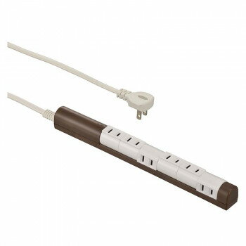 OHM 回転スリムタップ 6個口 1.5m ブラウン HS-T61C5S3-T(2)