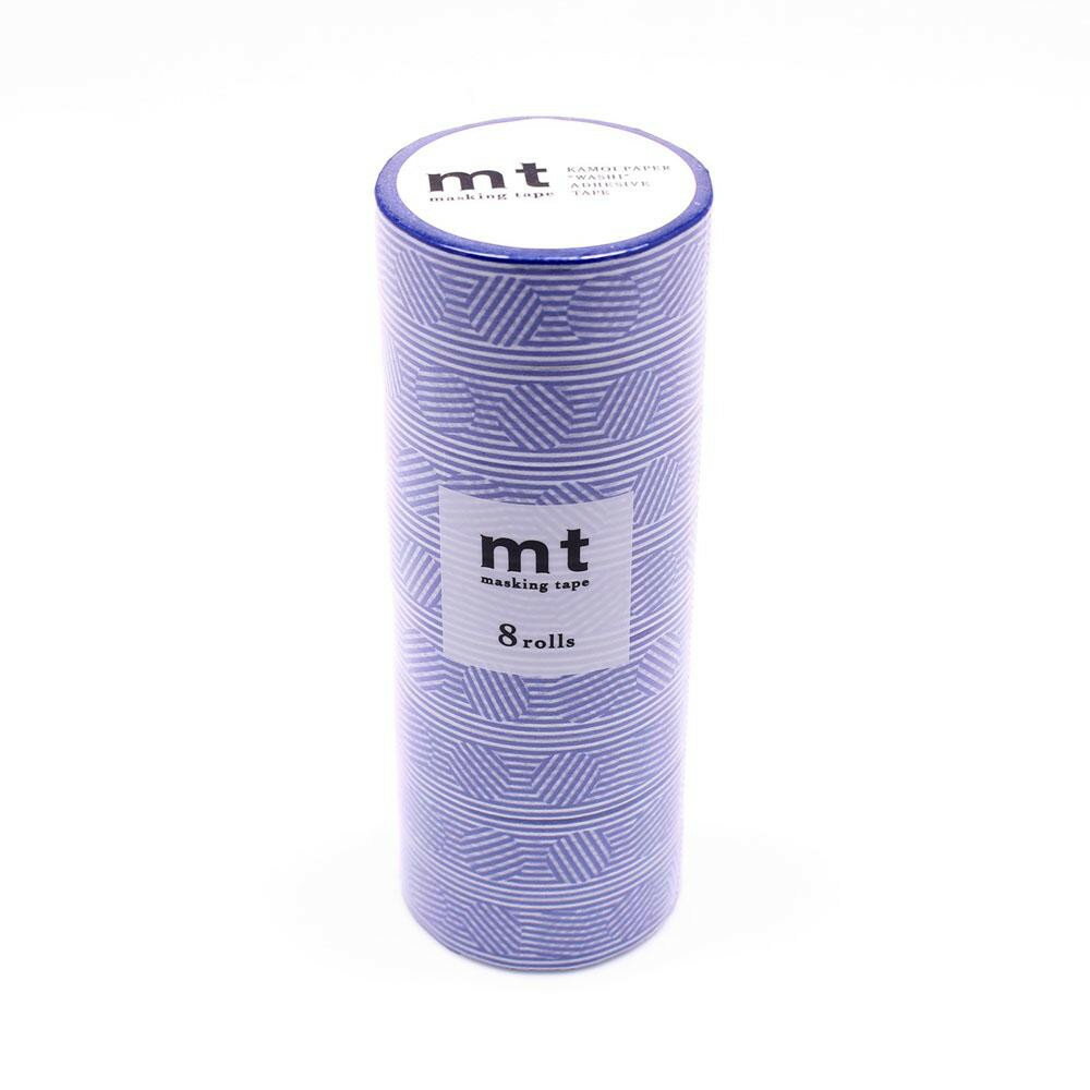 mt マスキングテープ 8P ボーダー＆サークル・ブルー MT08D437