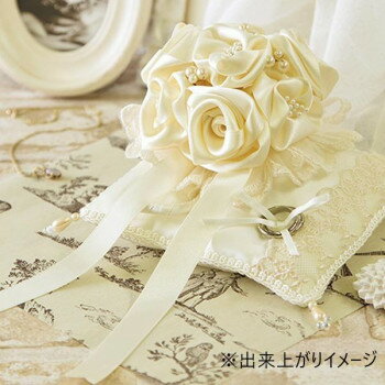 ハマナカ ウエディングキット プレミアム ローズブーケのリングピロー H431-159