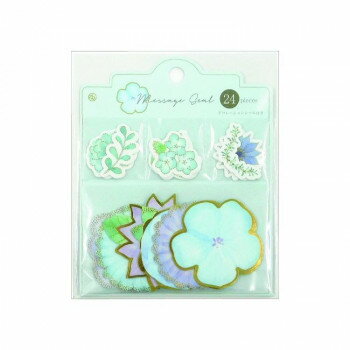 メッセージシール　フラワー/ブルー　62-264