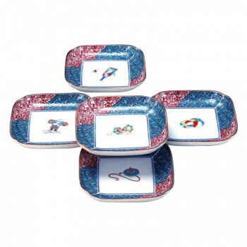 同梱・代引不可九谷焼 4号皿揃 小紋思い出 N147-08