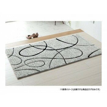 同梱不可トルコ製 ウィルトン織カーペット ラグ リーフ柄 モダン アイボリー 約80×140cm 1321530140101(3)