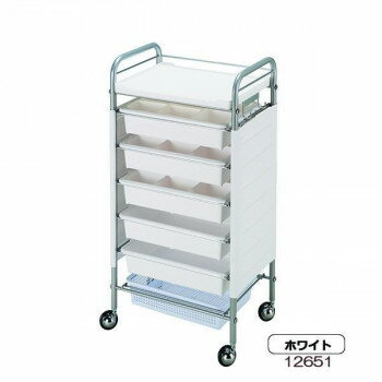 同梱・代引不可サロン用キャスター付きワゴン ロット台 7段 C-265　ホワイト・12651