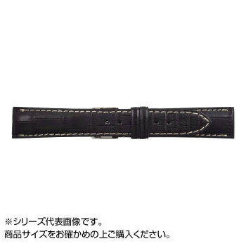 MIMOSA(ミモザ) 時計バンド クロコマット 22mm ブラック/ホワイトステッチ (美錠:銀) WRM-AW22