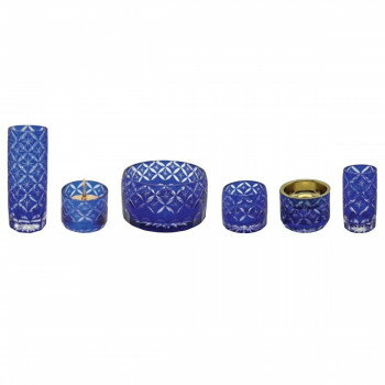 incense Burners - フラン 切子硝子 6点セット 香炉/3.0寸 ブルー 32I6008200054
