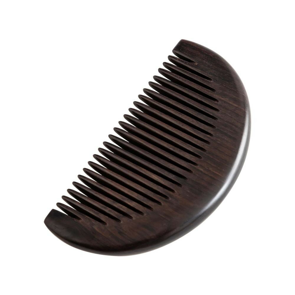 KU-5000 黒檀櫛 輝美木 きらびき 半月型 携帯袋付き