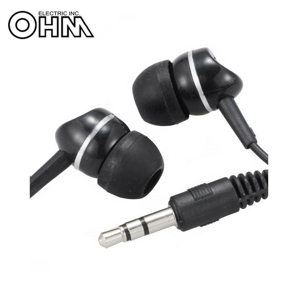 OHM ステレオイヤホン 1.2m ブラック EAR-0012