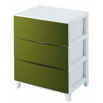 同梱・代引不可ルームス　シェード　ワイド　3段チェスト　(組立式)　RSD-S543　SKA・サンドカーキ