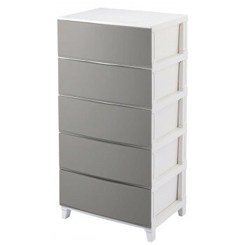 同梱・代引不可ルームス　シェード　ワイド　5段チェスト　(組立式)　RSD-S545　SGY・サンドグレー