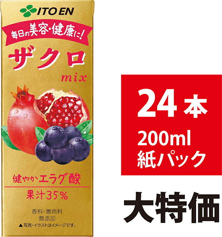 伊藤園 ザクロミックス 200ml 24本入 紙パック ザクロジュース ザクロ飲料 ザクロmix エラグ酸 美容 健康 ザクロ ざくろ ジュース ざくろジュース 無添加 ケース フルーツジュース 無添加ジュース 健康ジュース 美容ドリンク パックジュース 紙パック飲料 伊藤園ジュースのサムネイル